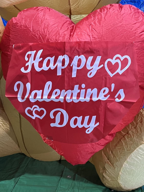 Brown bear with Happy Valentines Day heart inflatable